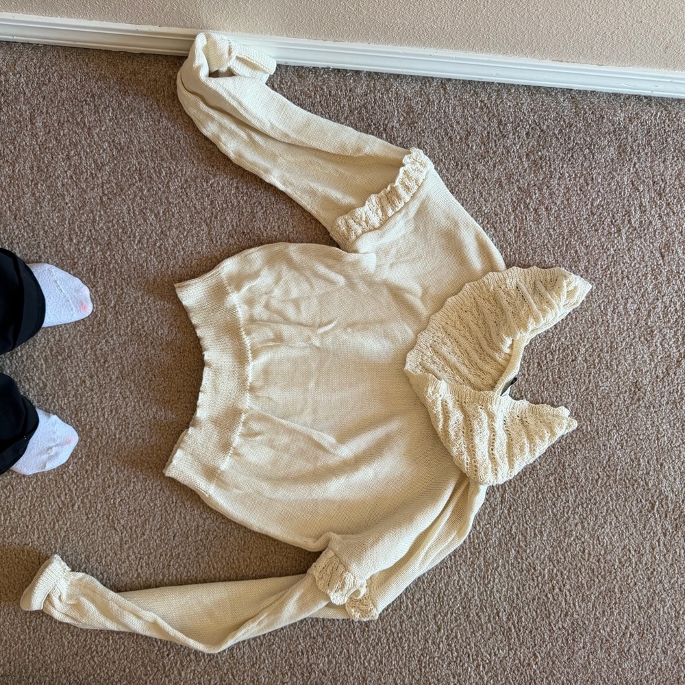 Rosie Posie embroidered Cream Sweater Zara look alike - Picture 6 of 6